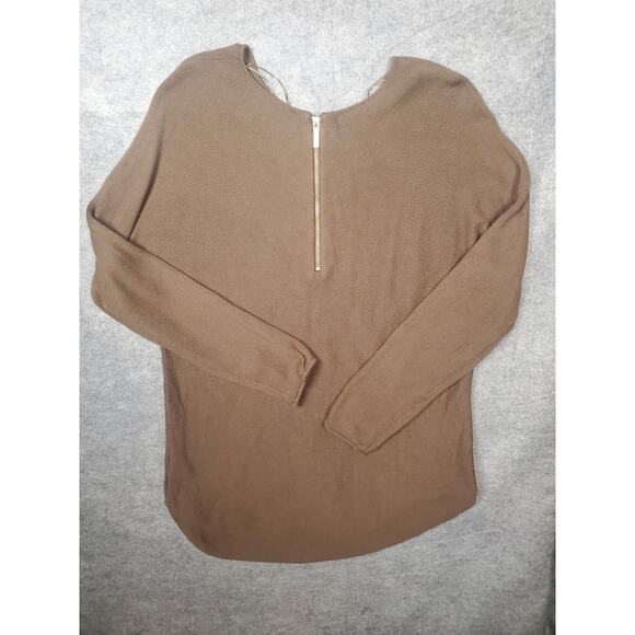 Women's Michael Kors Size XL Brown Long Tunic Slouchy Sweater Back Zip - Picture 2 of 6